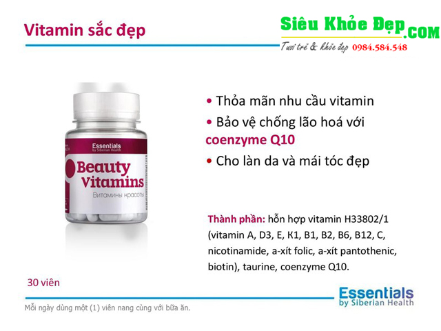 Thực phẩm bảo vệ sức khỏe Essentials by Siberian Health. Beauty Vitamins